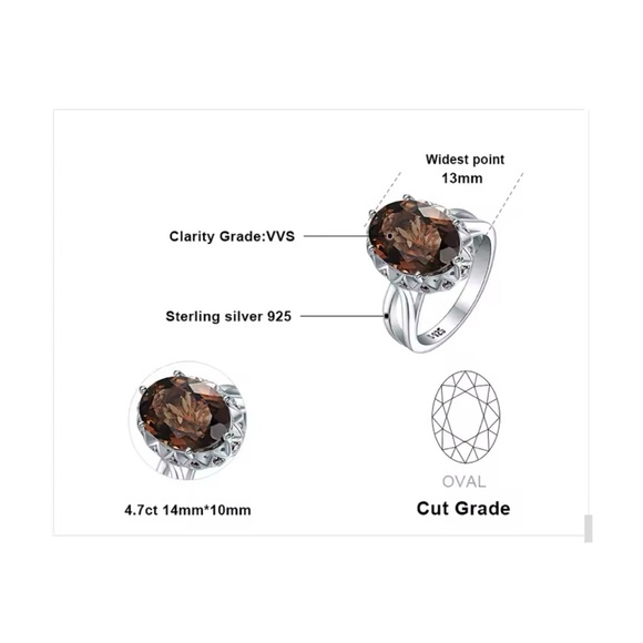 New sterling silver smoky quartz ring - Picture 3 of 4